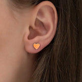 Boucles d'oreilles cœur orange fluorescent argenté